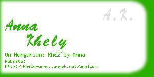 anna khely business card